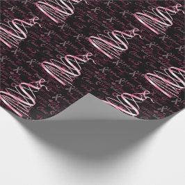 Roze kerstboom met lint borstkanker cadeaupapier