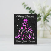 Roze kerstboom met lint briefkaart (Staand voorkant)