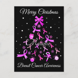 Roze kerstboom met lint briefkaart