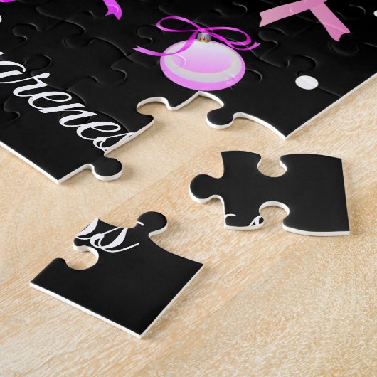 Roze kerstboom met lint legpuzzel (Zijkant)