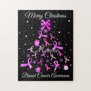 Roze kerstboom met lint legpuzzel