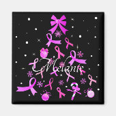 Roze kerstboom met lint magneet (Voorkant)