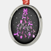Roze kerstboom met lint metalen ornament (Links)