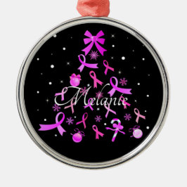 Roze kerstboom met lint metalen ornament