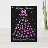 Roze kerstboom met lint Snowflake Feestdagen Kaart (Voorkant)
