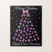 Roze kerstboom met lint Snowflake Legpuzzel (Verticaal)