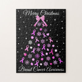 Roze kerstboom met lint Snowflake Legpuzzel