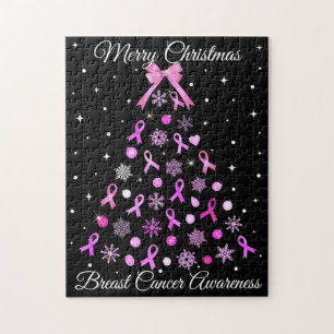 Roze kerstboom met lint Snowflake Legpuzzel