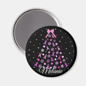 Roze kerstboom met lint Snowflake Magneet (Voorkant / Achterkant)