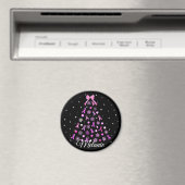 Roze kerstboom met lint Snowflake Magneet (Insitu (Vaatwasser))
