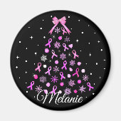 Roze kerstboom met lint Snowflake Magneet (Voorkant)