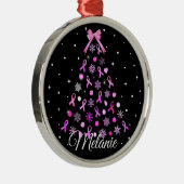 Roze kerstboom met lint Snowflake Metalen Ornament (Rechts)
