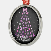 Roze kerstboom met lint Snowflake Metalen Ornament (Links)