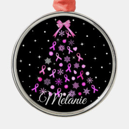 Roze kerstboom met lint Snowflake Metalen Ornament