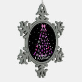 Roze kerstboom met lint Snowflake Tin Sneeuwvlok Ornament (Links)