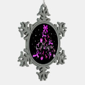 Roze kerstboom met lint tin sneeuwvlok ornament (Links)