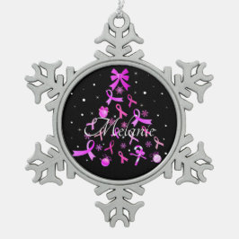 Roze kerstboom met lint tin sneeuwvlok ornament