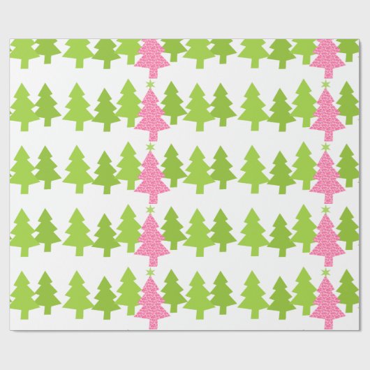 Roze kerstboom met luipaard cadeaupapier (Vlak)