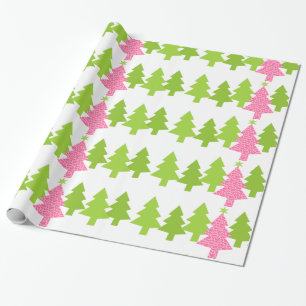 Roze kerstboom met luipaard cadeaupapier