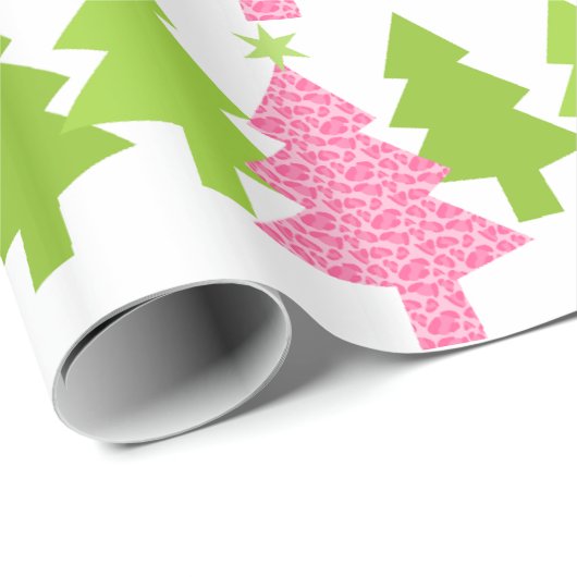 Roze kerstboom met luipaard cadeaupapier (Rol Hoek)