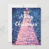 Roze kerstboom met mousserende lichten Vakantie Feestdagenkaart (Voorkant)