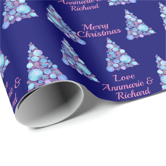 Roze kerstboom met naam ompakken papier (Rol Hoek)