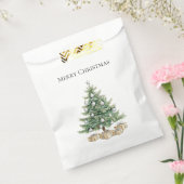 Roze kerstboom met ornamenten bedankzakje (Gezegeld)