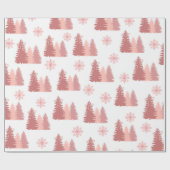 Roze kerstboom met sneeuwvlokken cadeaupapier (Vlak)
