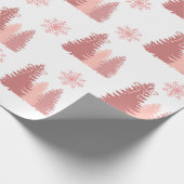 Roze kerstboom met sneeuwvlokken cadeaupapier (Hoek)