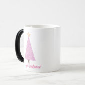 Roze kerstboom met ster magische mok (Voorkant links)