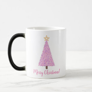 Roze kerstboom met ster magische mok