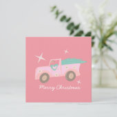  roze kerstboom met Truck Groovy Kaart (Staand voorkant)