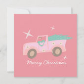  roze kerstboom met Truck Groovy Kaart (Voorkant)