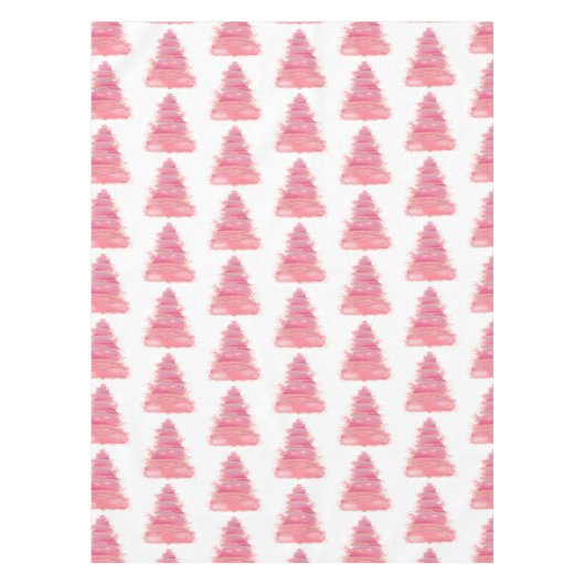 Roze kerstboom met Waterverf Tafelkleed (Voorkant)