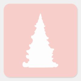 Roze kerstboom minimalistisch silhouet vierkante sticker