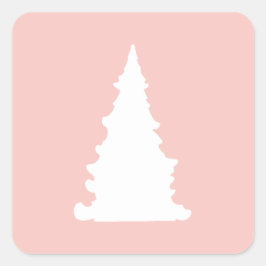 Roze kerstboom minimalistisch silhouet vierkante sticker