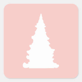 Roze kerstboom minimalistisch silhouet vierkante sticker