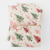  roze kerstboom mix inpakpapier vel (In situ)