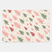 roze kerstboom mix inpakpapier vel (Voorkant)