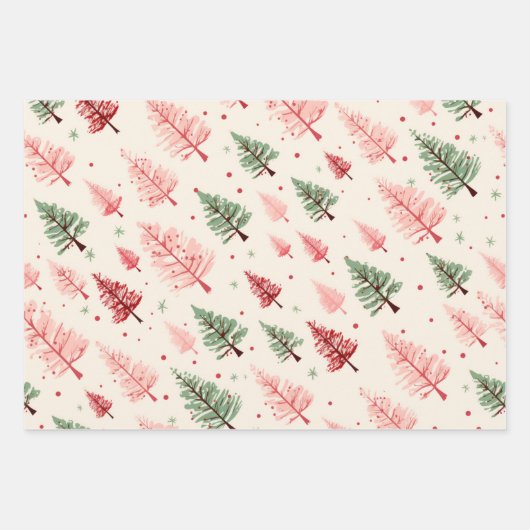  roze kerstboom mix inpakpapier vel (Voorkant)