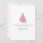 Roze kerstboom Moderne aangepaste foto Feestdagenkaart (Achterkant)