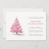 Roze Kerstboom Moderne Vakantie Cocktail Party Kaart (Voorkant)