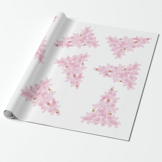 Roze kerstboom Moderne vakantiebomen Cadeaupapier (Uitgerold)