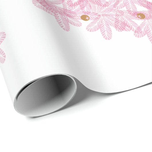 Roze kerstboom Moderne vakantiebomen Cadeaupapier (Rol Hoek)