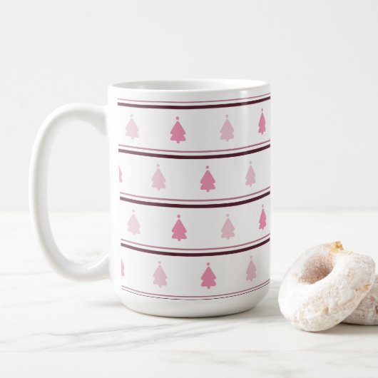  roze kerstboom naadloos patroon koffiemok (Met donut)