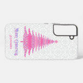 Roze Kerstboom Naam Custom Elegant Modern Samsung Galaxy Hoesje (Achterkant horizontaal)