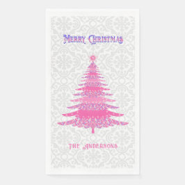 Roze Kerstboom Naam Custom Elegant Unique Servet