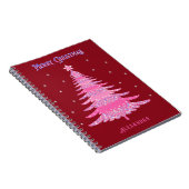 Roze Kerstboom Naam Custom Rood Notitieboek (Rechterzijde)