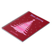 Roze Kerstboom Naam Custom Rood Notitieboek (Linkerzijde)