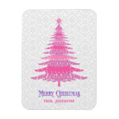 Roze Kerstboom Naam Custom Sparkle Magneet (Verticaal)